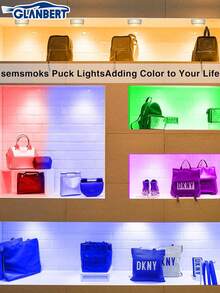 GLANBERT 4/2件套汽车彩色装饰灯，RGB遥控脚灯，高亮度多模式氛围灯，13色车内LED圆盘灯，车内夜灯，适用于汽车和家居装饰，触摸式氛围LED脚灯，高亮度多模式氛围灯（不含电池）