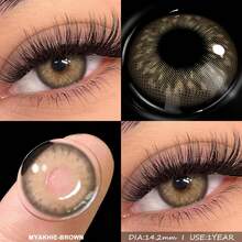 EYESHARE 1 Pair Colored Contact Lenses For Eyes Fashion Blue Lenses For Brown Eyes Colored Contact Lenses For Green Eyes Colored Makeup For Gray Eyes Yearly Use Contact Lenses- Non-Prescription,14.2mm - MYAKHIE-BROWN - 查看 7