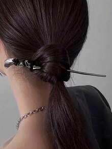 3pcs/1pc Metallic Hair Clip, Minimalist Geometric Line Design, New Chinese Style Retro Hair Accessory For Women, Bun Extension, Hair Bun Maker, Bun Hair Piece, Hair Styling Pins, Pins For Hair, Bobby Pins