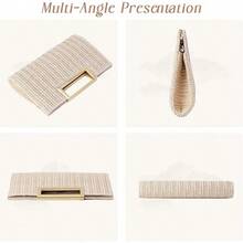 Straw Clutch Top Handbags Raffia Bag Purse Woven Tote CrossBag Women Beach Summer Travel 2025 - 白色 - 查看 5