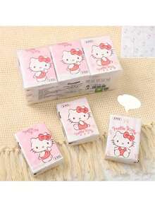 Sanrio 9pcs Sanrio HelloKitty 9-Pack Co Branded Handkerchief Paper, KT Cat Printed Chiffon Paper, Portable Face Towel Paper, Perfect For Work, Spring/Summer Travel Vacation Sanrio For Hello Kitty Tissue - Cute Cartoon Printed Thick Tissue, Suitable For Students, Work, Travel, Spring/Summer Use, Accessories For Hello Kitty