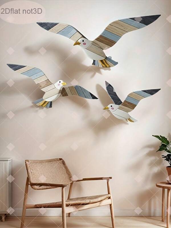 3 Stücke klassische Holz-Möwenwand-Dekorations-Set, nautische Küstenvogel-Kunst, wiederverwendbare vintage Strand-Hängedekoration, geeignet für Badezimmer, Villa, Bauernhaus, Weihnachten, Thanksgiving, Zuhause, Bauernhaus, Café, Yoga-Studio Holz-Wanddekoration - Innenraum Schlafzimmer, Wohnzimmer, Büro und Außenbereich Garten Terrasse, Wohnzimmer Garten Hinterhof, Geschenk, Garten Wandkunst Dekoration