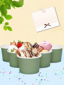 10 pièces/20 pièces/50 pièces Coupes à glace en papier vert sauge, bols à dessert vert foncé pour aliments chauds ou froids, tasses à gâteaux pour fête, contenants à yaourt pour anniversaire, baby shower, mariage, Pâques et autres fêtes