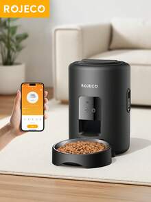 ROJECO 2L Automatic Cat Feeder Stainless Steel Bowl Pet Smart Cat Food WiFi Button Remote Control Auto Feeder For Cats Dog Accessories