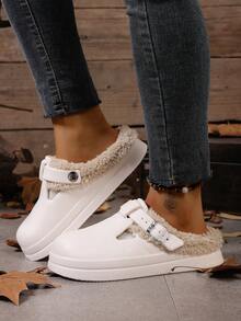 Women's Slip-On Clogs, New Winter EVA Plastic Lightweight Thick Sole Fashion Indoor Furry Slippers - White - View 6