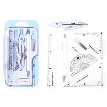 Multi-Function Ruler Compass Set Measuring Ruler Protractor Drawing Stationery Straight Ruler Pencil Compass Kit School Supplies