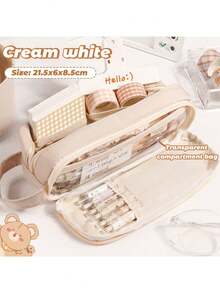 Sanrio 1PC Multi-Layer Waterproof Transparent Pencil Case 2 Styles Available (Normal Style And Upgraded Style) Large Capacity Student Stationery Storage Bag Cosmetic Bag School Office Supplies Stationery,Back To School,School Supplies,Pencil Pouch,School Bag Random Delivery