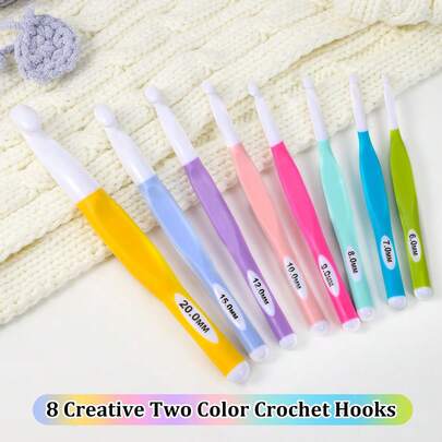 1 Set Colorful Ergonomic Crochet Hooks, Household Crochet Tools, Sewing Supplies, Soft Handle Crochet Hook Set Suitable For DIY Handcraft Like Knitting Sweaters, Scarves, Etc.