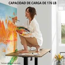 Escritorio elevable ajuste de altura para computadora, madera resistente, mueble ergonómico y moderno, ideal para trabajo, estudio y home office, espacio para almacenamiento y organización - Café integral - Ver 6