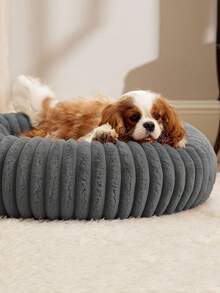 1pc Plush Dog Bed, Warm Pet House, Breathable Cat Nest Suitable For Small, Medium And Large Cats And Dogs, All Season - Grey - View 5