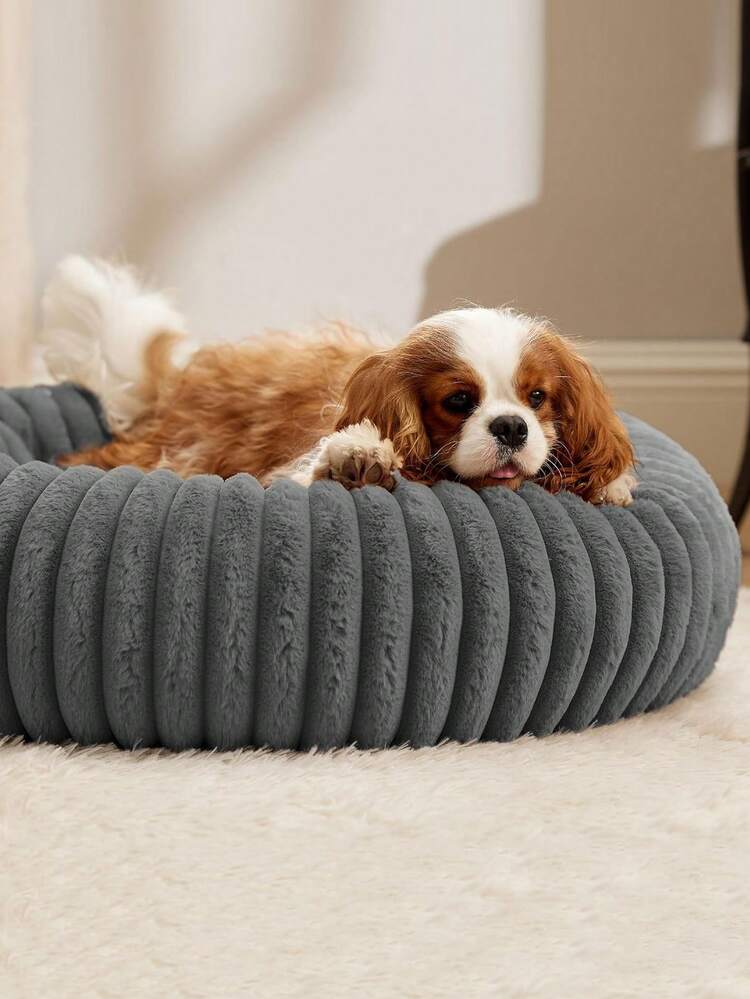 1 件毛绒狗床，温暖宠物屋，透气猫窝，适合小型、中型和大型猫狗，四季皆宜 - 灰色 - 查看 4
