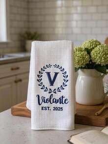 New Home Gift Kitchen Towels, Embroidered Tea Towels, Couples Gift Housewarming Gift, Anniversary Gift For Wife, Home Decor Family Name 35*75cm/95g - Multicolor - View 5