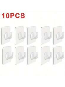 10 قطعة/20 قطعة/30 قطعة خطاطيف مثبتة على الحائط شفافة ذاتية اللصق، خطاطيف لتعليق الأبواب والجدران، تتحمل أحمال ثقيلة، رف منظم للمطبخ والحمام للكرفانات