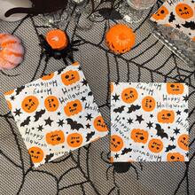 20 PIEZAS Servilletas de papel desechables con divertidos patrones de calabacitas para Halloween, de 13*13 pulgadas, suaves, cuadradas, de 2 capas, con murciélagos negros, estrellas, impresión completa, para fiestas de Halloween, suministros para fiestas de Halloween