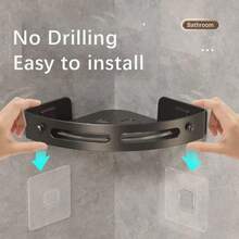 1 pieza/2 piezas/3 piezas Estante de ducha de esquina, Estante de almacenamiento de baño negro, de gran capacidad montado en la pared, sin necesidad de perforar, Estante de champú montado en la pared, Toallero de baño montado en la pared, Soporte triangular montado en la pared, Estante de almacenamiento de baño autoadhesivo, Estante de almacenamiento de ducha