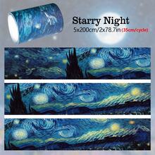 Băng dính Washi họa tiết tranh sơn dầu trường phái Ấn tượng dài 2m, 4 kiểu, Van Gogh, vật liệu văn phòng phẩm sáng tạo tự làm cho sổ lưu niệm, sổ tay. - Tranh sơn dầu và giấy - Xem 9