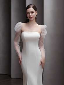 1 Pair Romantic Tulle Puff Princess Sleeve Bridal Arm Warmers, Fashion Wedding Bride Arm Cuffs, Party Dress Accessories - Multicolor - View 5