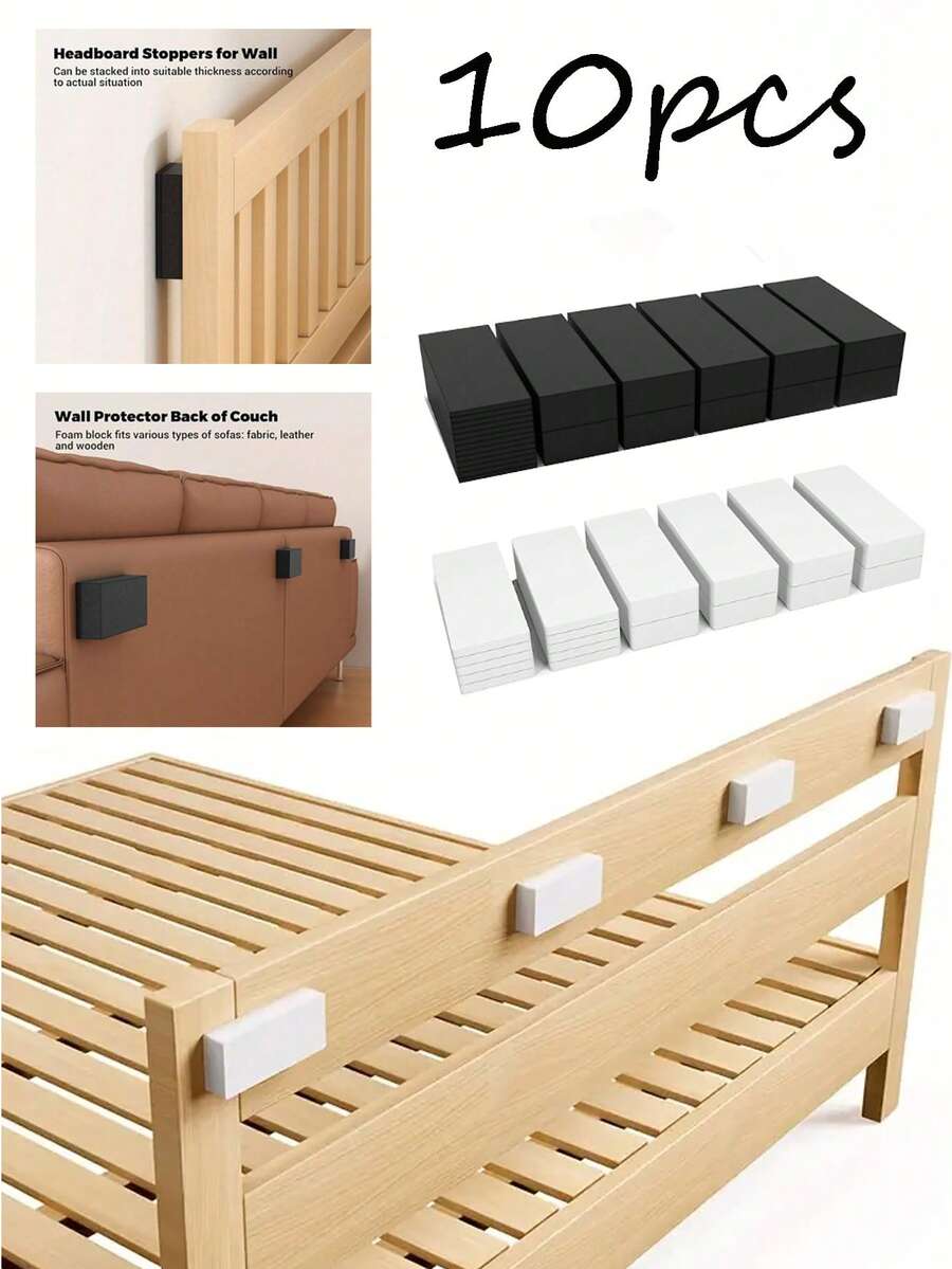 10 件 EVA 泡沫床头板墙壁保护垫 -（15 毫米厚）和（5 毫米厚）墙壁垫、防震隔音垫、沙发隔音垫、床隔音垫、耐用家具阻隔器可防止刮擦和损坏、床和沙发的缓冲垫、家具止动器可防止刮擦和损坏