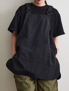 一件装防水防油围裙，家用，带口袋，聚酯纤维材质，防污厨房围裙，适用于家庭、餐厅、手工、花园、烧烤、学校、工作室、酒吧、浴室、咖啡馆、户外烹饪，男女通用（黑色），情人节/开学季礼物