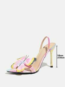 女士时尚高端优雅高跟尖头凉鞋，夏日氛围，3D 蝴蝶纹理舒适材质，高跟，女士凉鞋，性感裸带，适合户外聚会、派对、T 台，优雅简约迷人独特浅粉色高跟凉鞋 - 淺粉色 - 查看 9