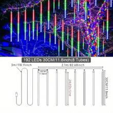 Cadena de luces LED en forma de lluvia de meteoritos alimentada por USB, decoración navideña para exteriores, perfecta para Navidad, Halloween, bodas, fiestas de cumpleaños - Adecuada para patios, jardines, calles, iluminación festiva, decoración de bodas, iluminación decorativa, iluminación eficiente, luces resistentes a la intemperie, luces de múltiples tubos, decoradores del hogar, organizadores de eventos