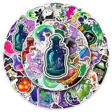 50 piezas Pegatinas de pociones misteriosas de magia oscura con diseños de dibujos animados y graffiti para cuadernos, patinetas