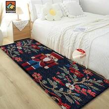 1 pièce/2 pièces Tapis de bain antidérapant à motif de casse-noisette de Noël, en matériau de fausse cachemire, avec décoration en peluche, convient pour les salles de bain, les entrées, les cuisines et autres occasions, lavable en machine, décoration festive, peut être offert en cadeau