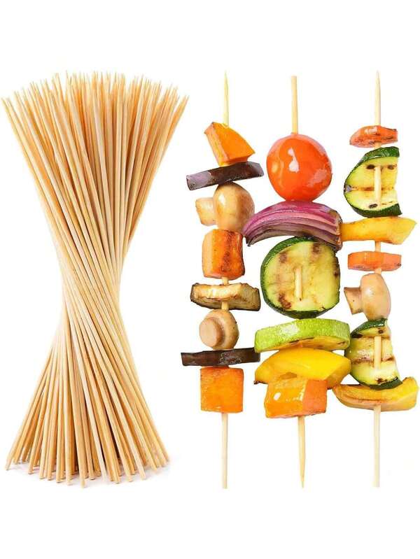 100/50pcs 25cm Bamboo Skewers, Perfect For Grilling Season, Sausage, Chicken Kebabs, Snacks, Camping Accessories, Barbecue Sticks, Fruit Skewers, DIY Wood Sticks, Suitable For Outdoor Camping, Home And Food Stalls