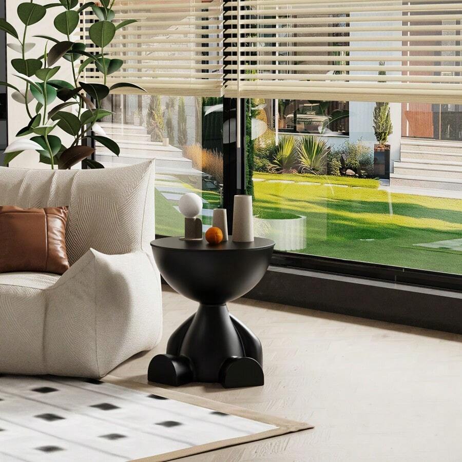 Senmeo 1 Piece 2-In-1 Modern Creative Bear-Shaped Storage Cabinet Bedside Table, Creative Bedside Table, Home Sofa Side Rack, Bedroom Balcony Mobile Mini Table, Small Apartment Coffee Table, Suitable For Storage In The Living Room And Bedroom. - màu đen - Xem 1