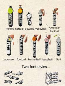 3D Printed Plastic Personalized Tennis Keychain/Keyring/Bag Tag/Name Tag