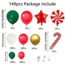 149pcs Christmas Theme Red Latex Balloons Garland Arch Kit For Merry Xmas Birthday Wedding Bridal Party Outdoor Background Home Bar Decor Supplies - Multicolor - View 7
