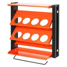 Soporte de pared metálico para botes de spray, organizador con 8 compartimentos, portarrollos y estantes para organizar garaje y taller.