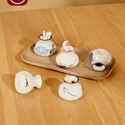 1pc Retro Ceramic Toothpick Holder - Creative Kitchen & Dining Room Decor, Suitable For Home And Restaurant Use