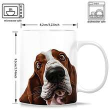 1pc Basset Lover's Ceramic Mug - 11oz Insulated Cup For Hot & Cold Drinks, Cute Full-Body Dog Design, Perfect Gift For Pet Owners, Hand Wash Only, Dog Mug - All White - View 4