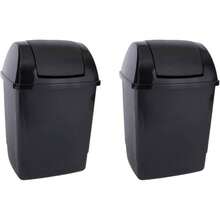 JOY - Bote de Basura Rectangular, Pack de 2, con Tapa de Balancn, para Mantener la Limpieza en el Hogar Oficina, 13 Litros de Capacidad, Plstico Libre de BPA, Negro - NEGRO - Ver 1