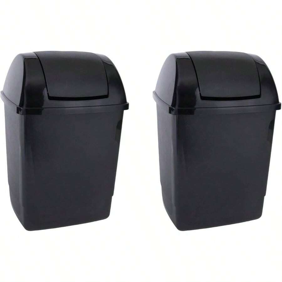 JOY - Bote de Basura Rectangular, Pack de 2, con Tapa de Balancn, para Mantener la Limpieza en el Hogar Oficina, 13 Litros de Capacidad, Plstico Libre de BPA, Negro - NEGRO - Ver 1