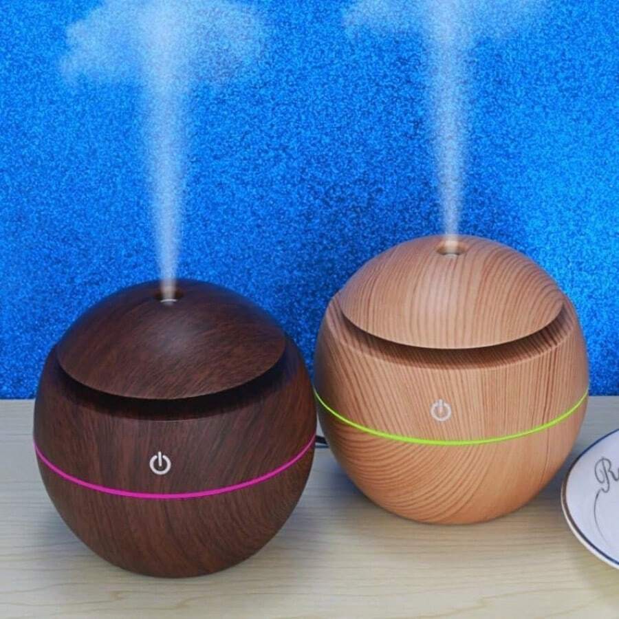 Humidificador Esférico Iluminación LED Difusor Aromas Diseño Zen Natural Purifica Aire Aromaterapia Relajante Decoración Hogar Spa Oficina Presentación Moderna Funcional