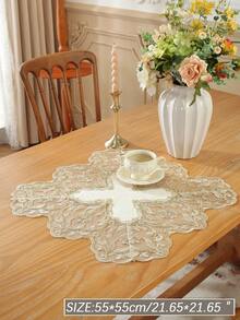 1pc Rectangular Tablecloth, Square Tablecloth Suitable For Kitchen, Conference Table, Table Cover Place Mat With Delicate 3d Gold Thread Embroidery Lace Edging. Made Of Velvet Material, Suitable For All Seasons, Dirt-Proof And Heat-Proof, Ideal For Home/ Festival Decoration Best Gifts,Wedding Tablecloth,Wedding Decor,Home Decor ,Room Decor, Birthday Graduation Birthday Decorations Party Decorations Bachelorette