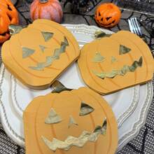 20/40 buc șervețele creative în formă de dovleac de Halloween, 3 straturi, îngroșate, desfășurate, 9,4 * 9,4 inch, șervețele de hârtie imprimate pentru petrecerea de Halloween, șervețele decorative pentru festivalul recoltei, ștampilare aurie, temă de Halloween, șervețele de hârtie de unică folosință