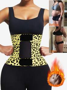 1 buc Brâu modelator cu imprimeu leopard pentru femei, Centură modelatoare pentru talie, Corset modelator pentru abdomen, Centură modelatoare triplă pentru femei și bărbați, Corset modelator pentru talie, Corset modelator pentru slăbire, Lenjerie modelatoare reglabilă pentru abdomen plat, Antrenor pentru talie, Controlul abdomenului, Potrivit pentru antrenament sau sport, Yoga, Purtare zilnică - Galben - Vizualizare 9