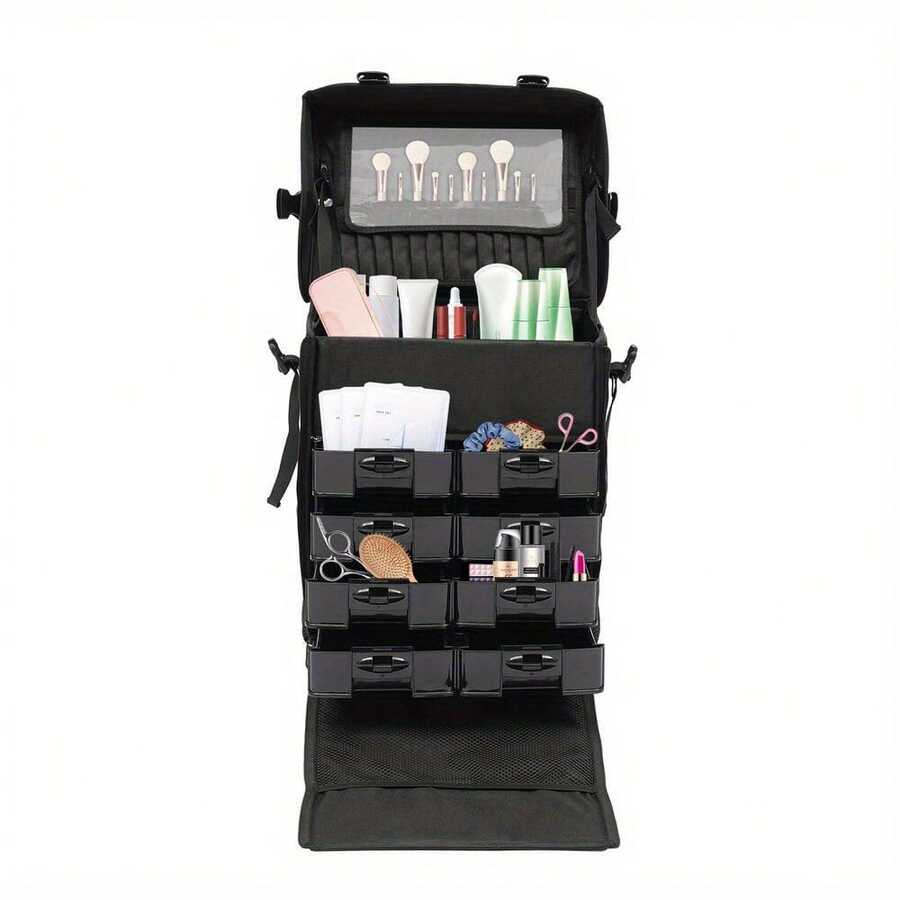 YUNRUX Makeup Case Professional Rolling Cosmetic Case With Drawers Travel Trolley 9Kg - Black - View 1