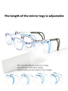 1pc 5-10 Years Old Kids' Fashion Oval Non-Prescription Glasses, TR90 Material Anti-Slip Anti-Fall Adjustable Temples, Blocking Blue Light, Suitable For Boys And Girls, Daily Wear - Curved Hook D - View 5
