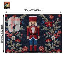 1 pièce/2 pièces Tapis de bain antidérapant à motif de casse-noisette de Noël, en matériau de fausse cachemire, avec décoration en peluche, convient pour les salles de bain, les entrées, les cuisines et autres occasions, lavable en machine, décoration festive, peut être offert en cadeau