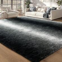 Meralax Area Rugs For Living Room Bedroom, Gradient Black 4x6 Feet Soft Fluffy Shaggy Bedside Rug, Machine Washable Indoor Floor Carpet For Kids Boys, Dorms, Nursery Rooms, Home Decor Aesthetic - 黑色漸變 - 查看 4