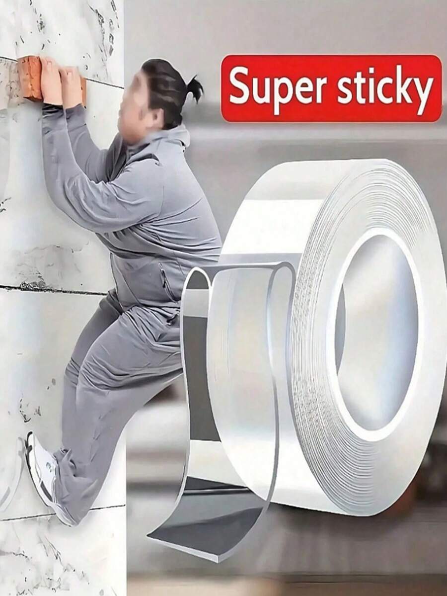 1卷1/5/10米纳米胶带，强力防水双面纳米胶带，超强粘性，可重复使用，用途广泛，超强透明双面胶带，是圣诞装饰、DIY手工和日常家居使用的理想之选，家居装饰的最佳工具，不留残胶，适用于厨房、浴室、户外、圣诞节、新年等场合。