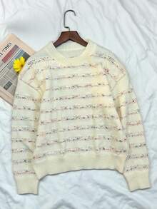 Fashionable Women Cute Colorful Polka Dot Sweater, Loose Fit Pullover Knit Top, Autumn/Winter