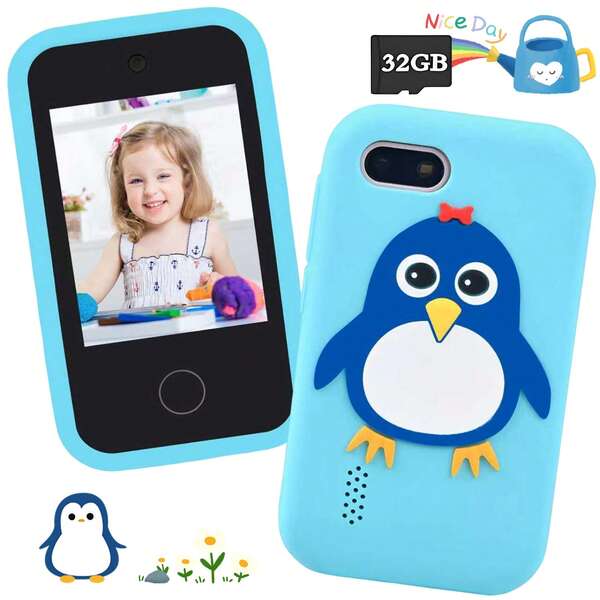Kinder Pinguin Themen Lern Tablet mit Dual Kamera, 2,8" Touchscreen Bildungsspielzeug für Kinder von 3-12 Jahren, interaktive Spiele, Foto oder Video, Geburtstagsgeschenke für Jungen und Mädchen (mit 32GB Karte)