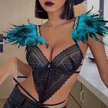 Damen künstliche Federn Schulter Abzeichen Schulterriemen Flügel Dekoration Punk Halloween Gothic Karneval Mode Accessoires - Verschiedenfarbig - Übersicht 8