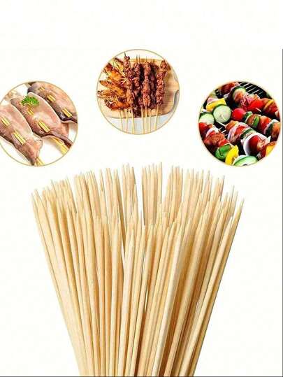 200/100/50/10 (+/-3) Pcs 25cm Bamboo Skewers, For Barbecue, Fruit, Snacks, Grilling, Picnic, Camping, Garden, Patio, Outdoor Decor, Flower Arranging, DIY Crafts And Home Decor, Supporting Fresh Flowers, Valentine's Day Decorations And Pink Satin Roses, Handmade Flower Bouquets