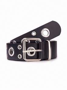 1pc Women's Punk Style Waist Belt, PU Leather Belt With Metal Buckle And Bright White Eye Design, Streetwear
